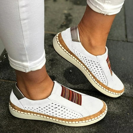 

ONHUON Shoes slippers sandals boots Wedges Women s Fashion Casual Hollow-Out Round Toe Slip On Shoes Flat With Sneakers