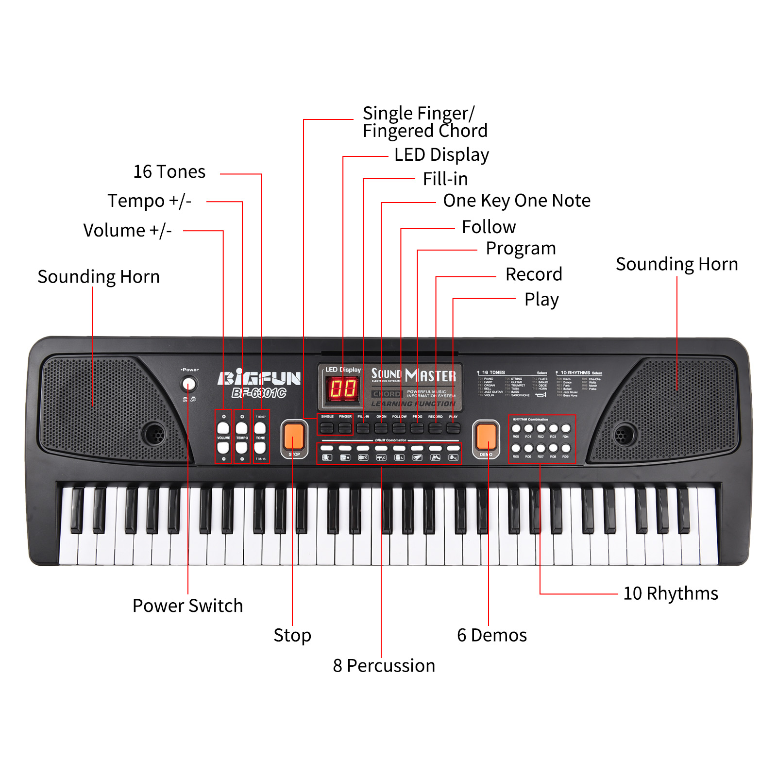 Eccomum 61-Key Rechargeable Electronic Piano with Microphone photo 3