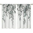 thumbnail image 6 of Farmhouse Grey Eucalyptus Small Kitchen Curtains Leaves Window Treatment Black White Wooden Cafe Short Curtains for Bathroom Dining Laundry Room Botanical Tier Treatment Drapes 27.5x39 inch, 6 of 6