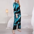 thumbnail image 3 of Daiia Blue Full Moon Wolf for Women's Long-Sleeved Pajama Set – Soft & Comfortable Sleepwear Button-Up Pajamas Cozy Lounge Wear-XX-Large, 3 of 7