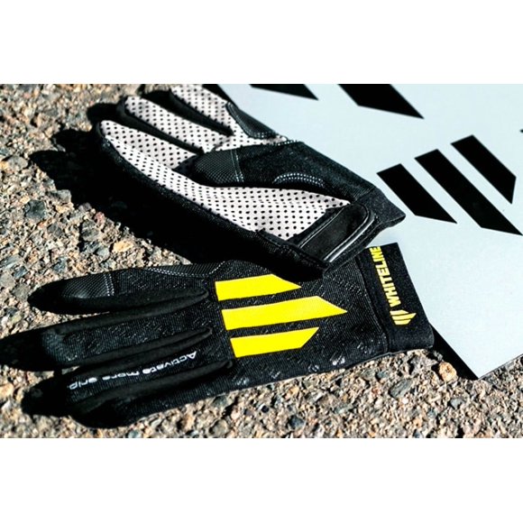 Whiteline Gloves KWM014 Mechanics Gloves; One Size Fits All; Black With Yellow Whiteline Logos