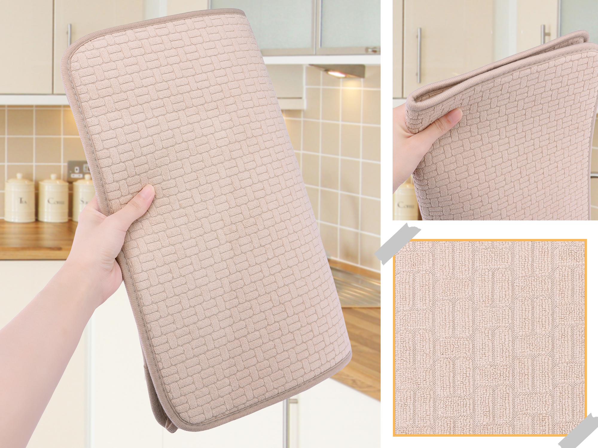 Unique Bargains Absorbent Microfiber Kitchen Mat Stone Drying Mat Coffee 19.7*15.0 in