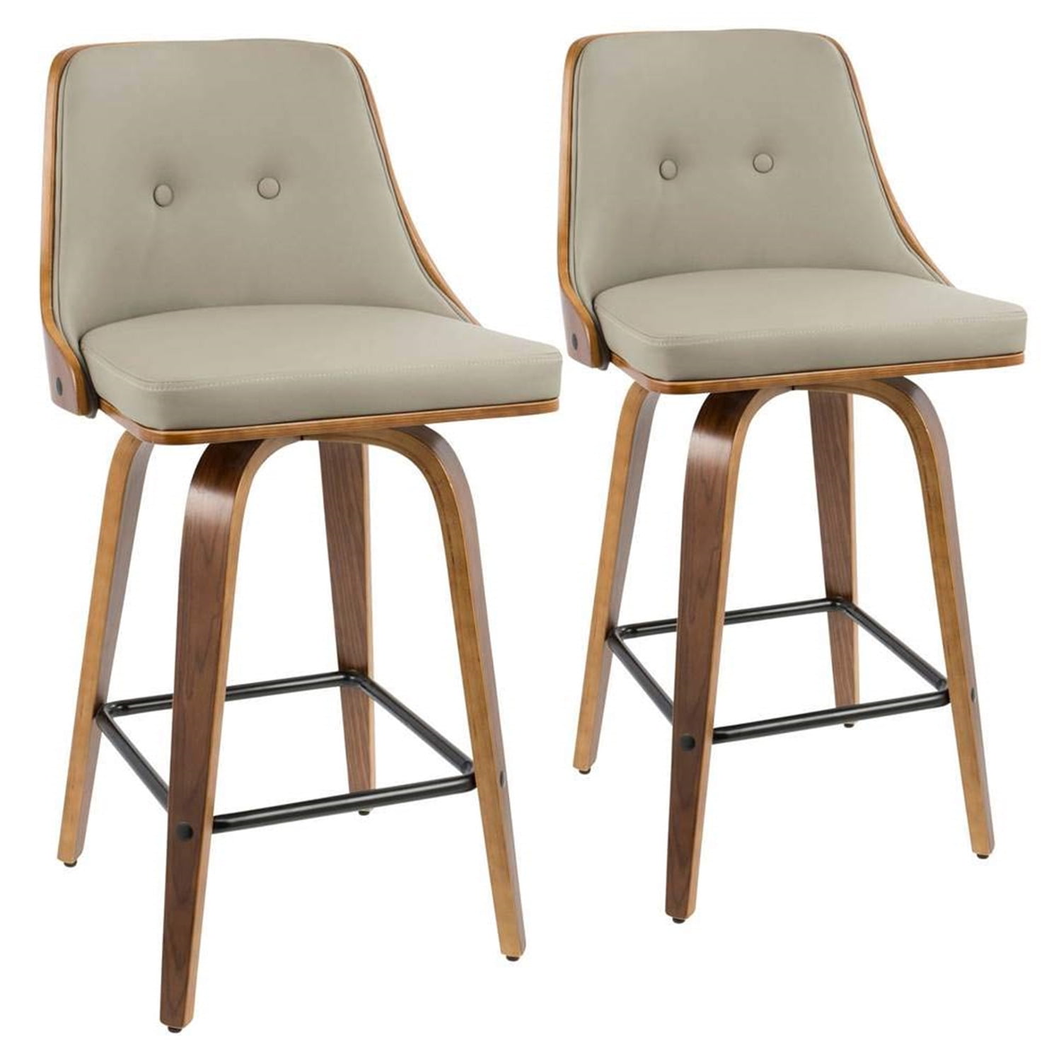 Gianna 26" MidCentury Modern Counter Stool in Walnut with Light Grey