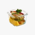 thumbnail image 1 of BR Recipiente de vidrio cuadrado de 150 ml con tapa azul - Caja portátil para conservación de snacks y alimentos para bebés, 1 of 4