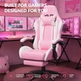 thumbnail image 2 of Mr IRONSTONE Ergonomic Gaming Chair with Massage Lumbar Support and Footrest, Heavy Duty 400lbs Computer Chair for Adults, Pink/White, 2 of 8