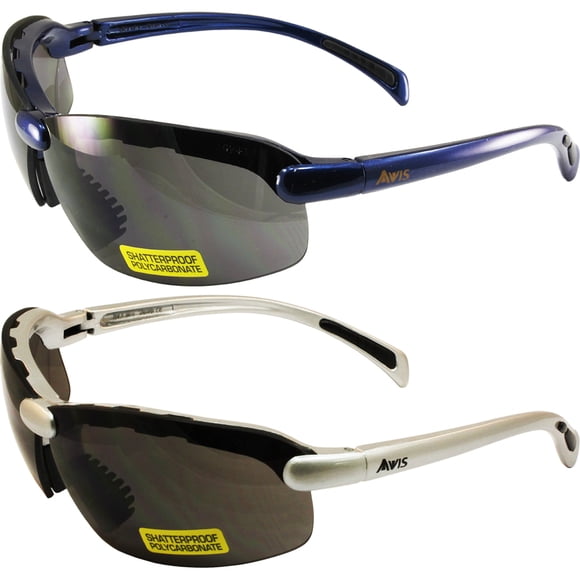 2 C-2000 Safety Glasses One Blue Frame One Silver Frame Smoke Lens ANSI Z87.1