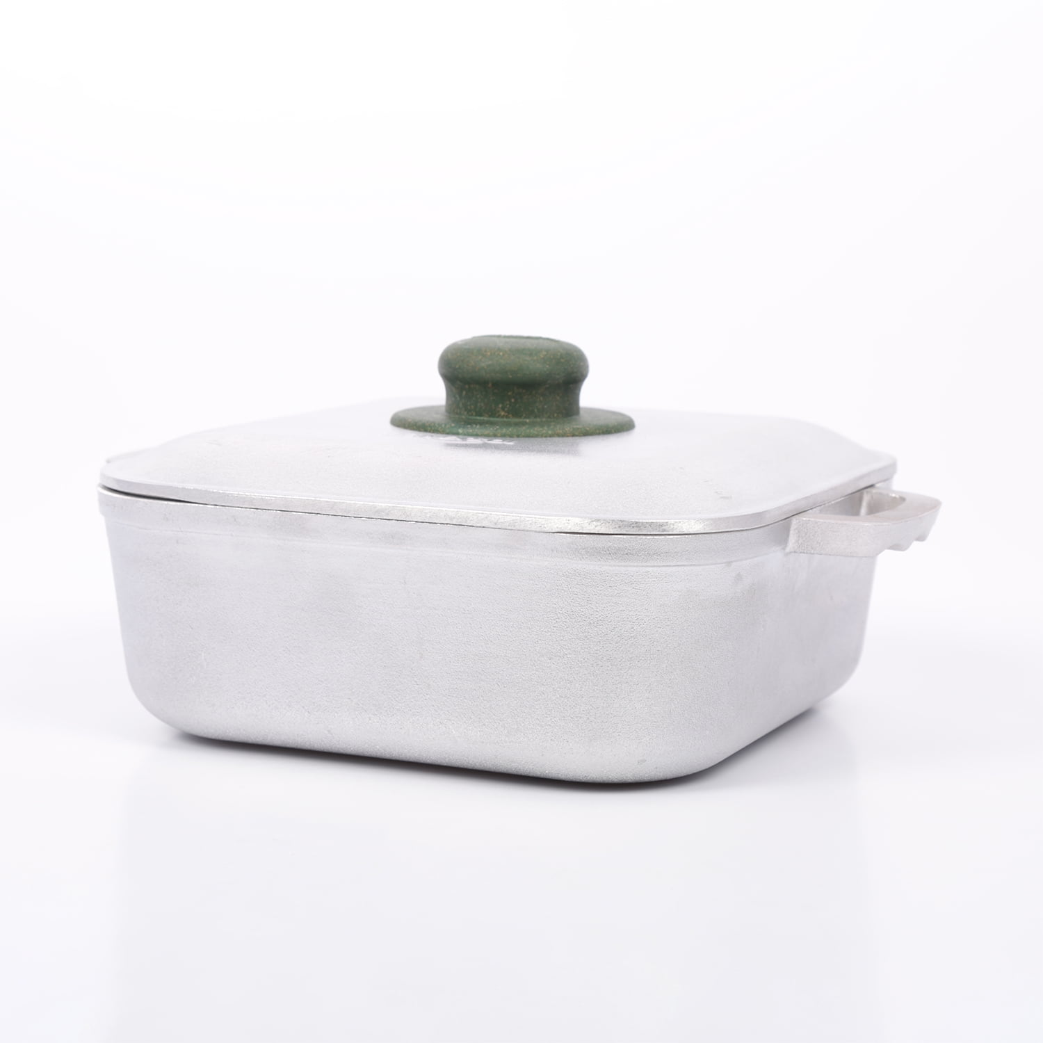KSA Bendita 1.58qt Rust-Resistant Cast Aluminum Square Dutch Oven with Side Handles, Polished Silver