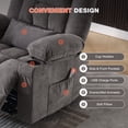 thumbnail image 5 of UHOMEPRO Swivel Rocker Recliner Chair with Massage and Heat, Reclining Lounge Chair with 8 Point Vibration, 65° Rocking, Cup Holders, USB Port and Storage Pockets, Grey, 5 of 7