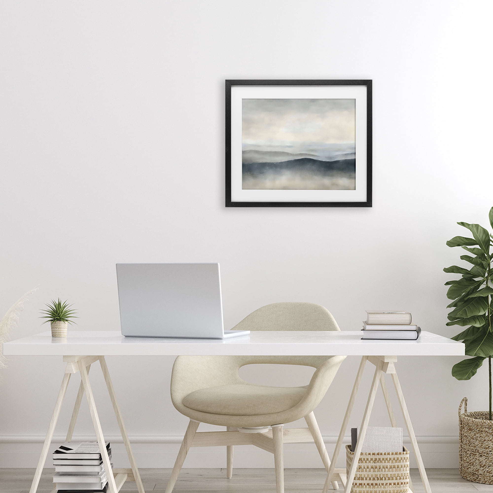 Stupell Industries Muted Horizon Serenity Black Framed Print Under Glass, design by Riley B