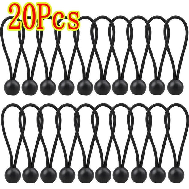 Cuerda elástica, 20 paquetes de bolas elásticas, cuerdas elásticas negras, cuerdas elásticas de lona pesada, correas de amarre, cuerda elástica multifunción para acampar,