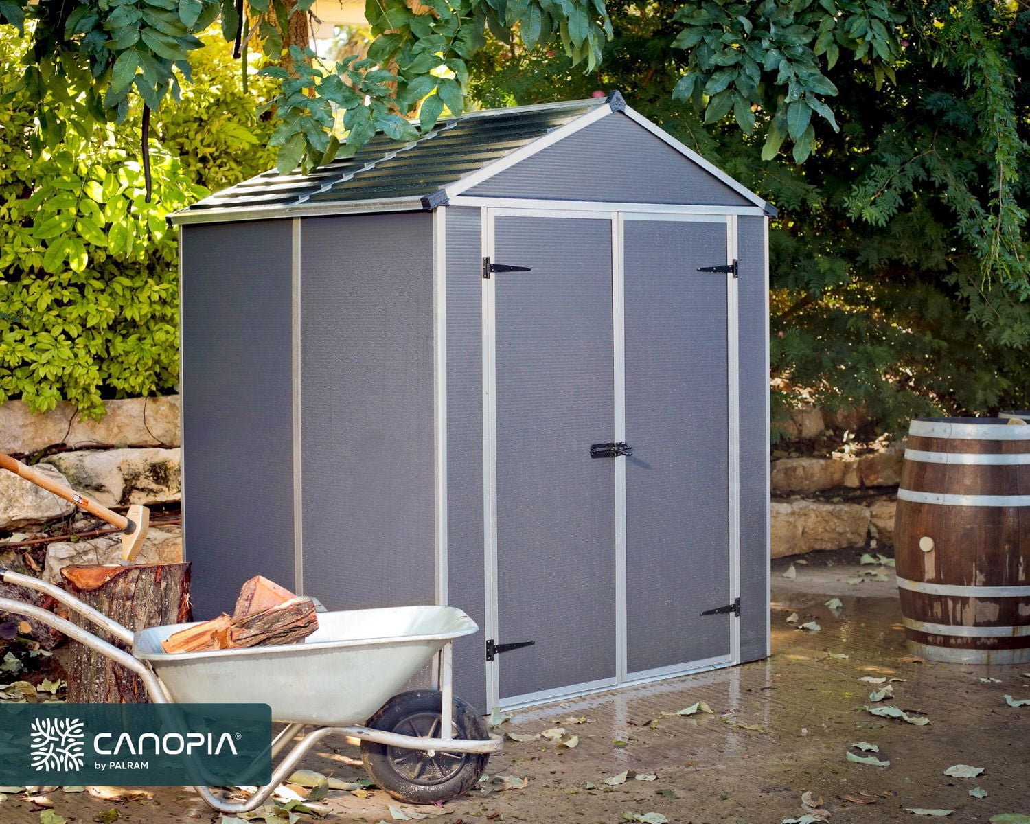 Rubicon 6 ft. x 5 ft. Dark Gray Garden Storage Shed