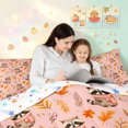 thumbnail image 3 of Manfei Autumn Raccoon Twin Comforter Sets, Kawaii Fall Leaf Bedding Set, Pink Peach, Colorful Stars Reversible, 2pcs, 1 Comforter and 1 Pillowcase, 3 of 6