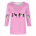 thumbnail image 4 of Women's Casual Halloween Print Three Quarter Sleeve Top Cute Short Sleeve Tee for Autumn Daily Wear, 4 of 5