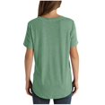thumbnail image 3 of USSUMA Summer Tops for Women 2025 Women's Fashion Solid V-Neck Short Sleeves Casual T-Shirt Top Leisure Holiday Saving Mint Green Polyester S, 3 of 6