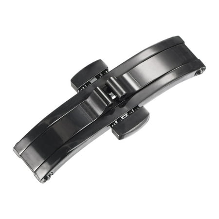 

14mm Folding Deployment Clasp Buckle Stainless Steel Watch Band Extender 4mm Install Width Black