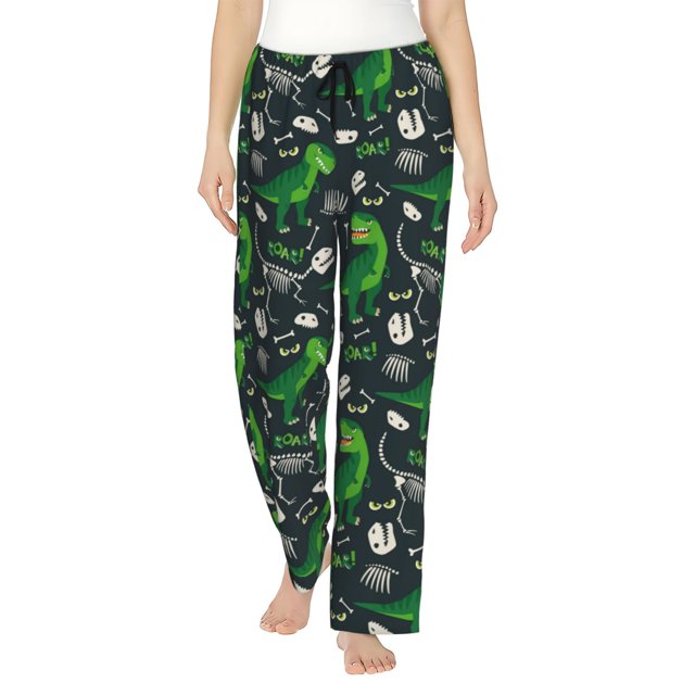 Balery Dinosaur and Bone Pantalones de pijama para mujer, pijamas ultraligeros, pantalones de estar por casa-XX-Large