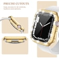 thumbnail image 5 of [2 Pack] Bling Screen Protector Case for Apple Watch 44mm Series 6 5 4 SE, Women Glitter Full Protective Clear Hard PC Cover Compatible with iWatch Series 6/5/4/SE 44 mm Accessories, Clear+Gold, 5 of 5