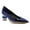 Blue, variant on FSJ Women Bridal Pointed Toe Chunky Block Low Heel Crystal Pumps Gold Trim Slip on Wedding Dress Shoes Size 8 Black