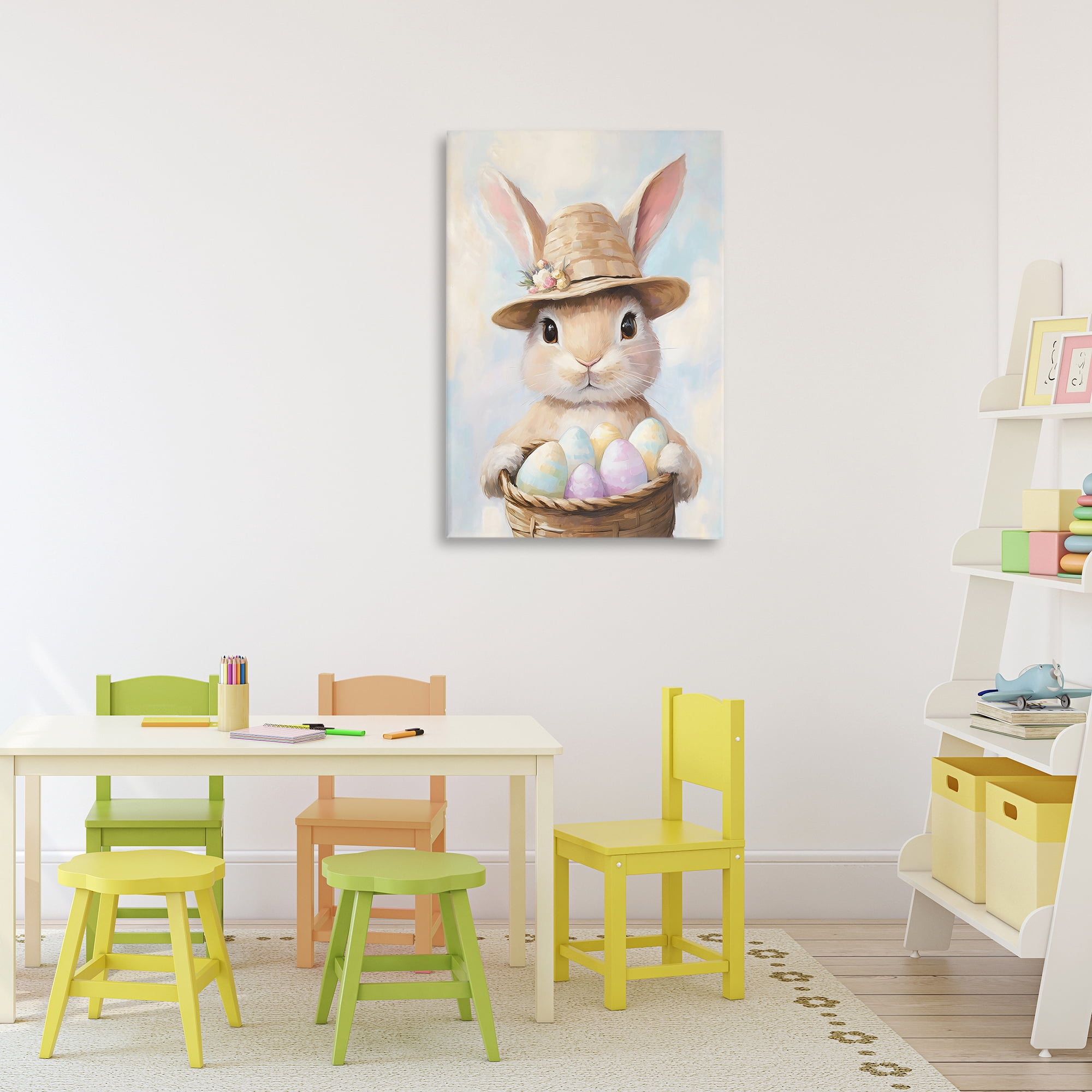 Stupell Industries Bunny with Easter Egg Basket Canvas Wall Art, design by The Prints Vibe