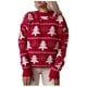 thumbnail image 3 of Jersey de punto con estampado navideño para mujer, jersey de manga larga con cuello redondo, cálido y suave, Tops de punto, 2024, 3 of 5