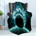 thumbnail image 4 of Space Soft Flannel Fleece Throw Blanket, Solar System Landscape with a Planet in Vast Motion Ufo Asteroid Mystic Orbit View Print, Cozy Plush for Indoor and Outdoor Use, 70" x 90", Teal, by Ambesonne, 4 of 5