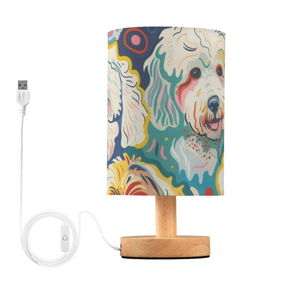 Colorful Poodle Dogs Table Lamp with USB Port LED Warm Light Lamp Night Light Home Decor