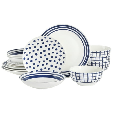 Gap Home New Blue 16-Piece Blue & White Decal Fine Ceramic Dinnerware Set