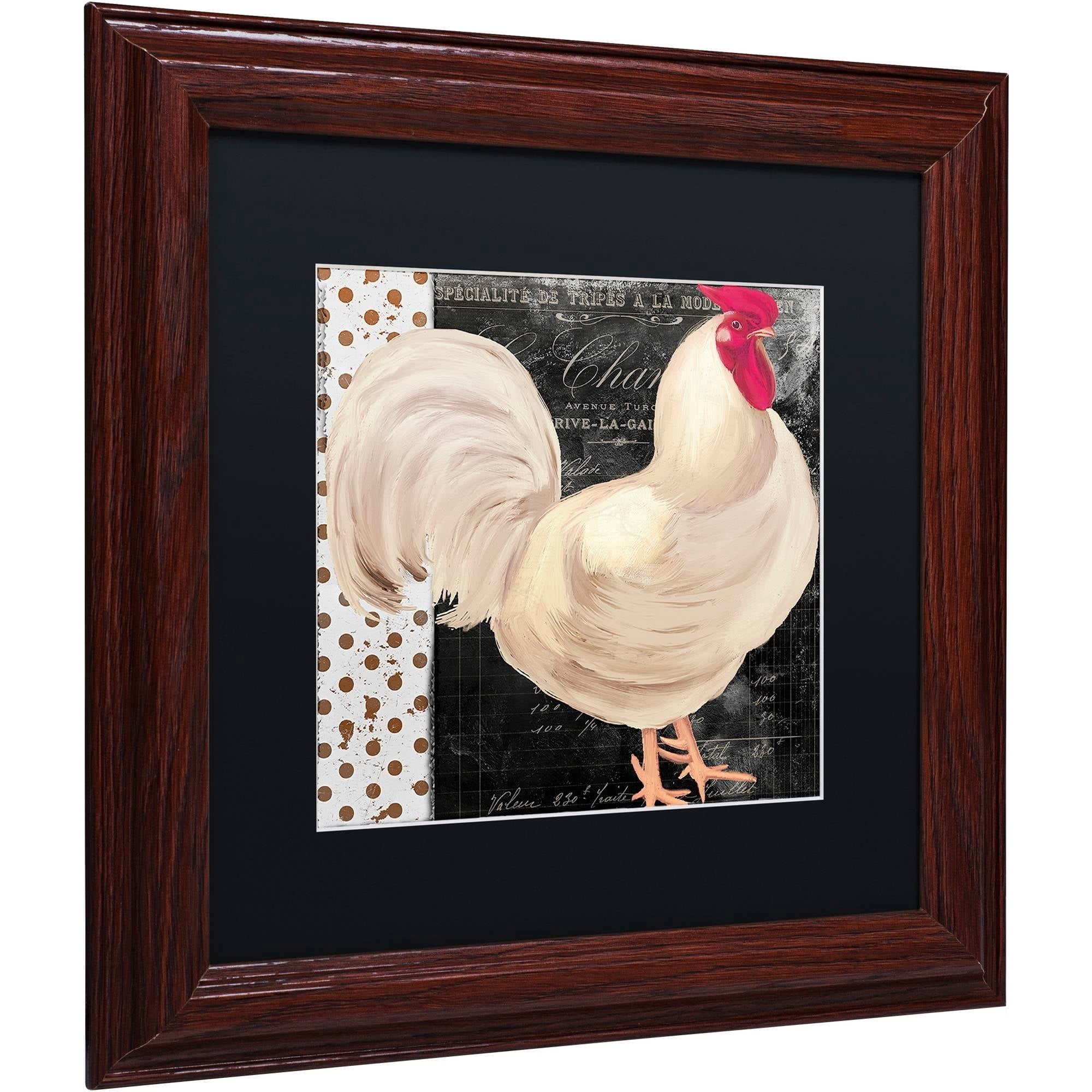 Trademark Fine Art "White Rooster Caf? I" Canvas Art by Color Bakery Black Matte, Wood Frame