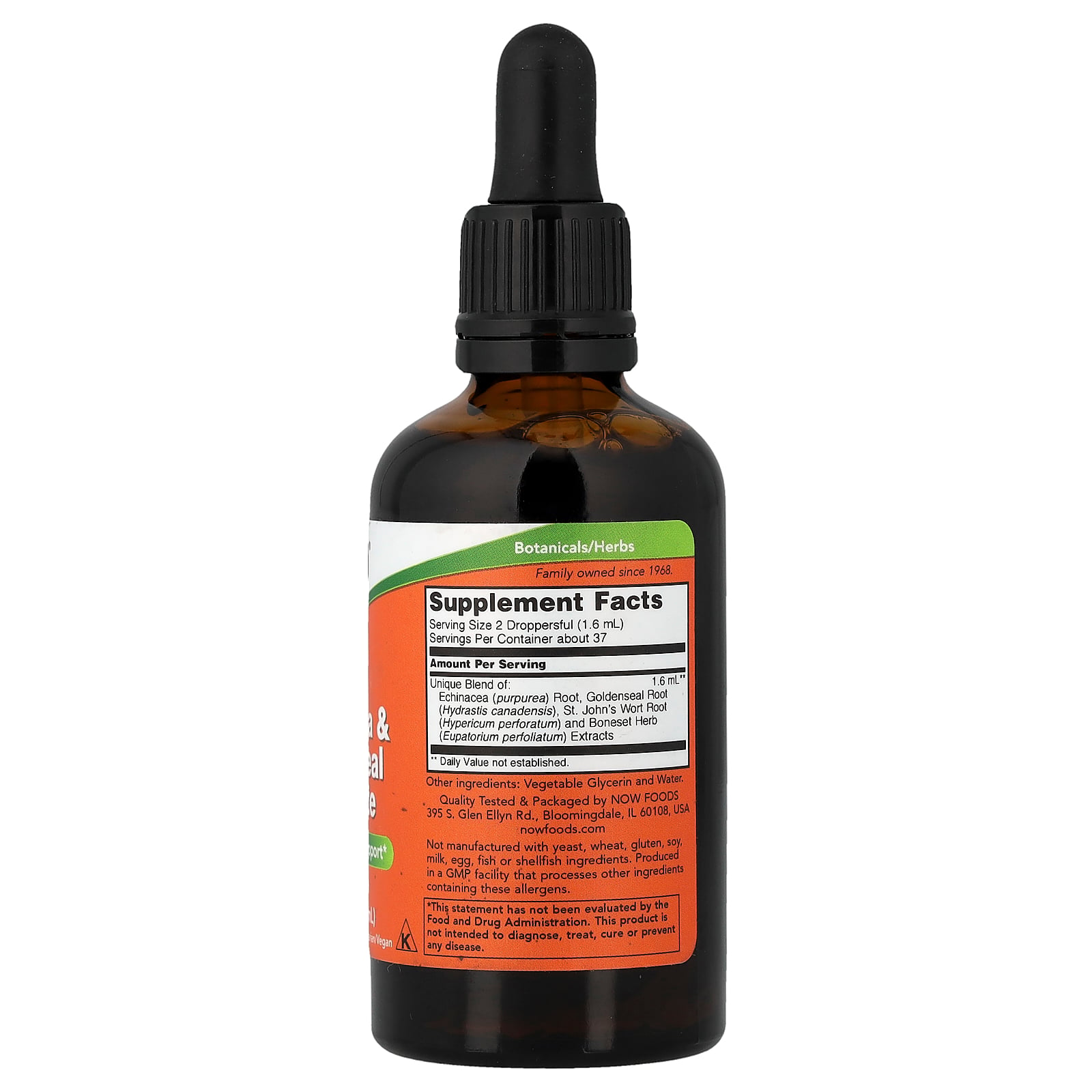 thumbnail image 4 of NOW Foods Echinacea & Goldenseal Glycerite, Alcohol-Free, 2 fl oz (59 ml), 4 of 4