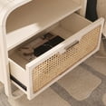 thumbnail image 4 of SAFAVIEH Yates Contemporary 1 Drawer Nightstand,White/Natural Rattan, 4 of 14