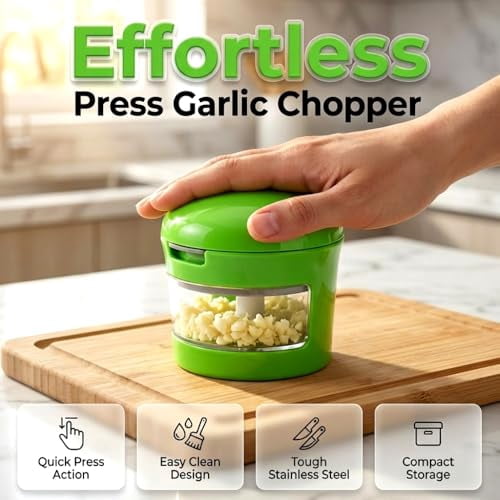 Stainless Steel Garlic Press with Storage Container, 2026 Upgrade Garlic, with Storage Box Odor-Free Easy Wash, for Sliced Garlic & Minced Garlic, Easy to Use Kitchen Gadgets