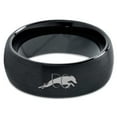 thumbnail image 2 of Tungsten Dog Hurdling Jumping Through Obstacles Band Ring 8mm Men Women Comfort Fit Black Dome Brushed Polished, 2 of 4