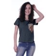 thumbnail image 6 of Moomaya Womens Round Neck T-shirt Short Sleeve Sequin Patch Pocket Tee Top - Q4, 6 of 6