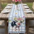 thumbnail image 4 of Spring Pig Table Runner - 70 Inch Long Butterfly Botanical Floral Blue Plaid Cotton and Linen Blended Dress Scarves Farmhouse Table Runner for Kitchen Dining, Coffee Table, 13" x 70", 4 of 8