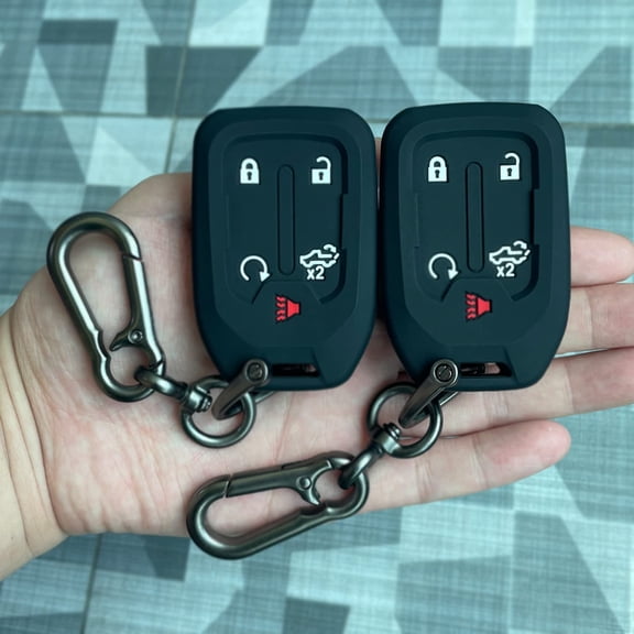 Silicone Key Fob Cover for 2019-2023 Chevy Silverado GMC Sierra | 2PCS Key Case for Sierra Silverado 1500 2500HD 3500HD Remote Protector 5-Button Black and Black