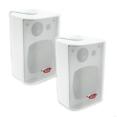 BOSS Audio MR4.3W Outdoor 4 Inch 3 Way Marine Enclosed Speaker System, White
