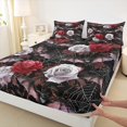 thumbnail image 3 of Castle Fairy Spooky Animal Bats 3pcs Twin Sheet Sets for Teenagers,Happy Halloween Twin Fitted Sheet,Floral Rose Breathable Flat Sheet,Lightweight Room Decor, 3 of 7
