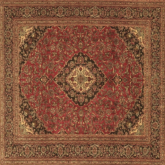 Ahgly Company Indoor Square Medallion Brown Traditional Area Rugs, 4' Square