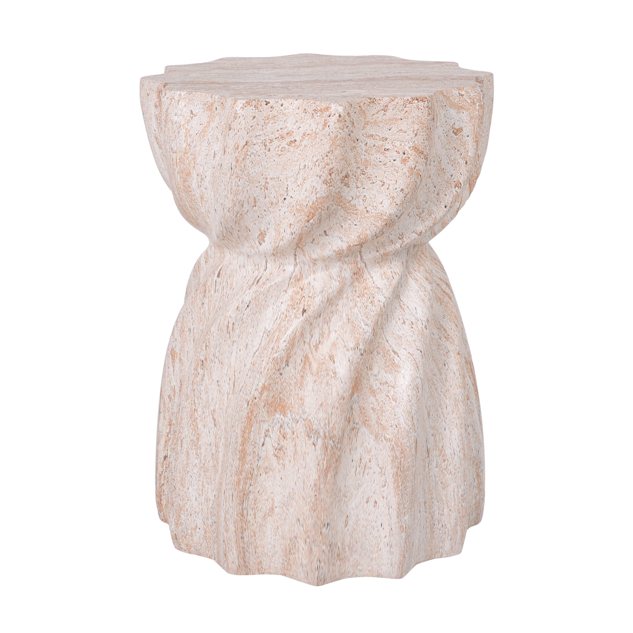 Christopher Knight Home 19" Indoor Outdoor Lightweight Concrete Hourglass Accent Side Table, Beige Marble