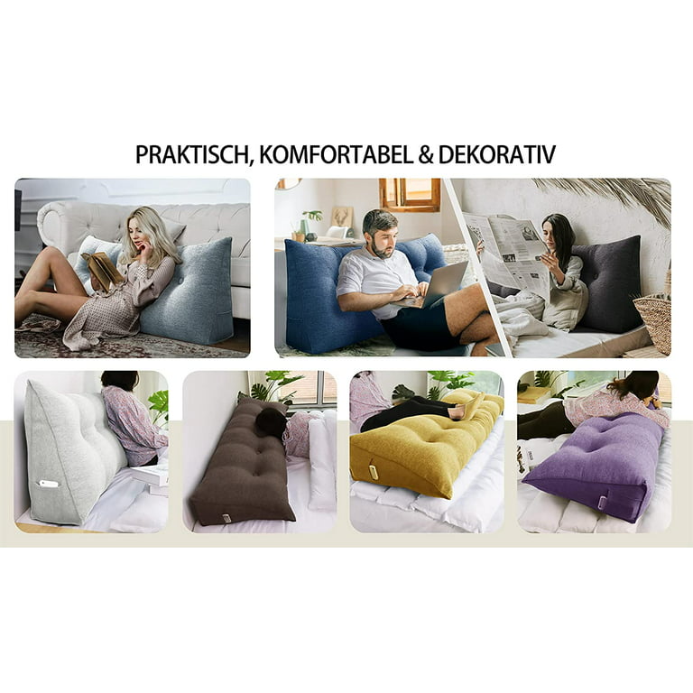 XSUHANGX Large Wedge Pillow Decorative Body Throw Pillows Bed Backrest  Reading Bolster Lumbar Cushion Triangular Headboard Backrest Positioning