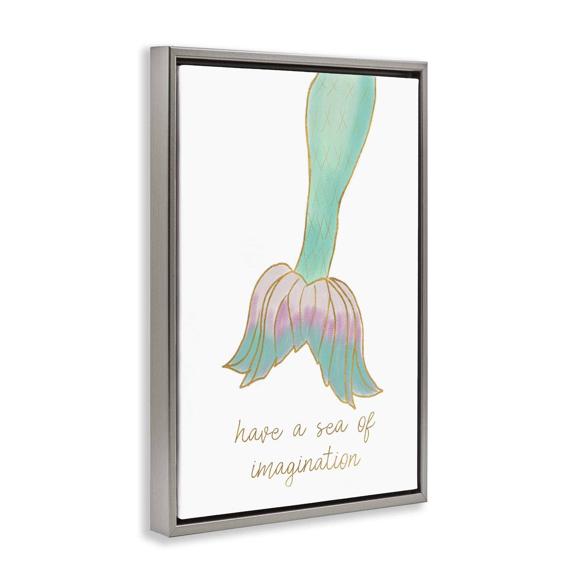 Stupell Industries Sea Of Imagination Fairy Tales & Fantasy Painting Gray Floater Framed Art Print Wall Art, 17 x 25