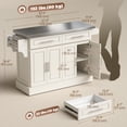 thumbnail image 3 of HOMCOM Kitchen Island with Storage, Rolling Kitchen Cart, Cream White, 3 of 10