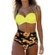 thumbnail image 1 of Gibobby Trajes de Baño para Mujer Conjunto cintura Halter Vintage alta pieza Bikini mujer traje de baño dos fruncido Retro estampado traje de baño Tankin(Amarillo,CH), 1 of 5