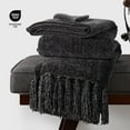 thumbnail image 4 of EVERGRACE Soft Chenille Throw Blanket for Couch, Cozy Plush Fuzzy Decorative Chenille Knit Throw Blanket with Tassels, Lightweight Blanket and Throws for Bed Sofa Gift Home Decor, Iron Black 50"x60", 4 of 8