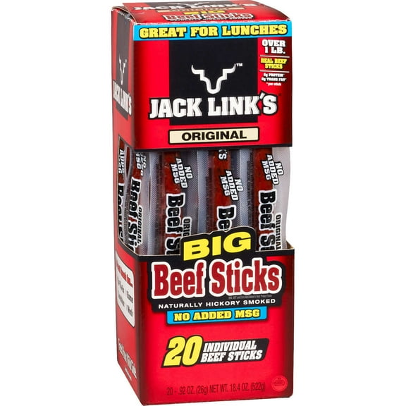 Jack Link's Big Beef Jerky Stick, Original, 0.92 oz, 20-count