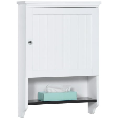 Best Choice Products 19x18in Wooden Wall Mounted Storage Cabinet w/ Open Shelf, Versatile Door,