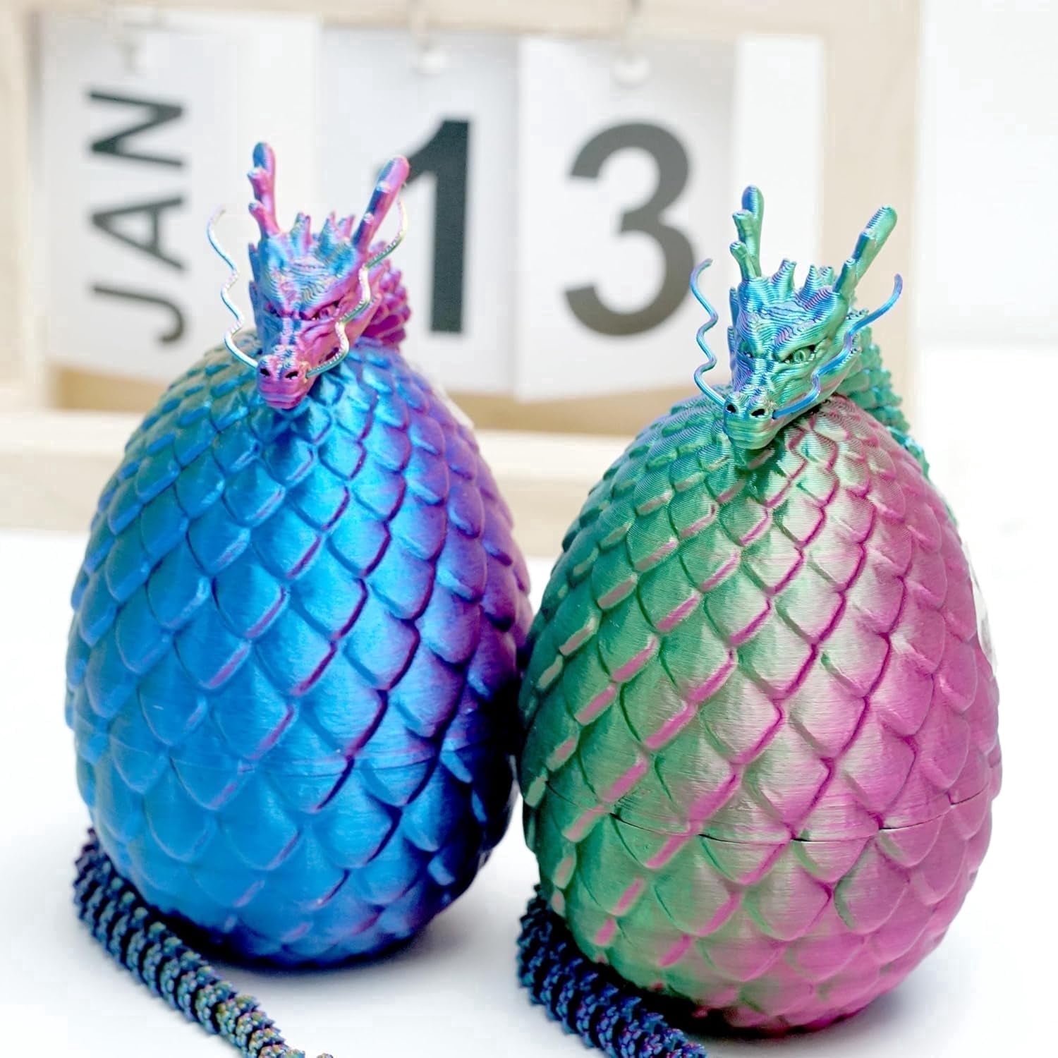 4pcs/Set 3D Printed Dragon Egg Model,Flexible Animals Toy Statue,Movable Joints Little Dragon Inside The Egg,Home Office Fish Tank Decor,Festival Gifts toco,Fidget Toys (Suit A)