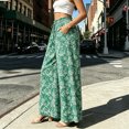 thumbnail image 2 of SAWOBUUN Women Floral Print Wide Leg Pants High Waisted Elastic Waist Drawstring Loose Fit Trousers Casual Long Pants with Pockets, 2 of 5