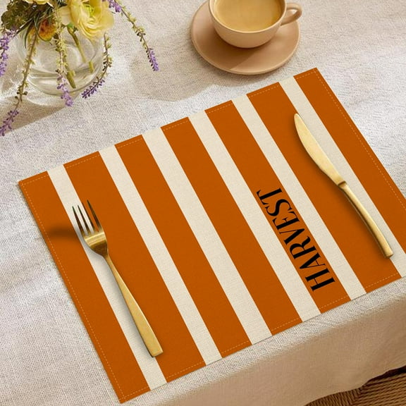 Fall Placemats Set of 4- Autumn Thanksgiving Pumpkins Maple Leaves Table Mats 12"x18" for Kitchen Dining Farmhouse Decor