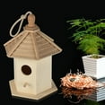 thumbnail image 3 of Wovilon Wood Bird Houses for Outside with Pole Wooden Bird House for Finch Bluebird Cardinals Hanging Birdhouse Garden Country Cottages, 3 of 8